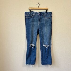 GOOD AMERICAN Good Curve Raw Hem Straight Jeans #GCSREFW386 Blue